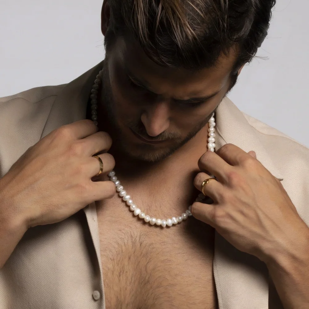 Men's Pearl Necklace Celebrity Men's Designer Natural Pearls for Man